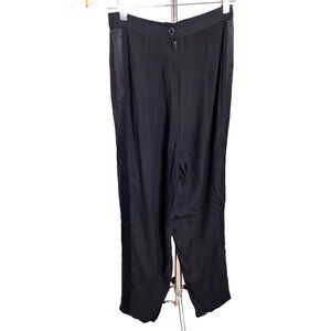 Vintage 90s Aziz Collection Black Pleated Tuxedo Satin Trim Pants Sz 6